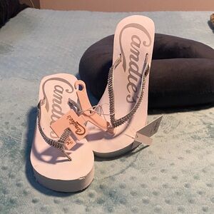 Candie's White Sandals with Silver Straps covered with rhinestones